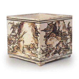 乾山锈绘山水楼阁图火炉