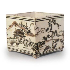 乾山锈绘山水楼阁图火炉