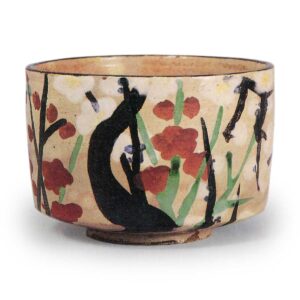 乾山色绘枪梅纹茶碗