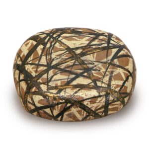 乾山锈彩染付金彩芒文盖物