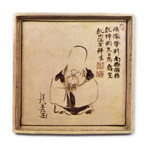 乾山锈绘寿老图角盘