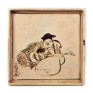 乾山锈绘大黑图角皿