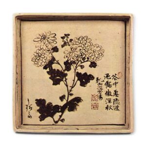 乾山锈绘菊图角皿