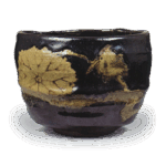 乾山莲翡翠图黑茶碗