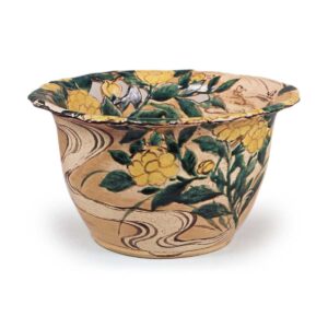 乾山色绘山吹流水纹深碗