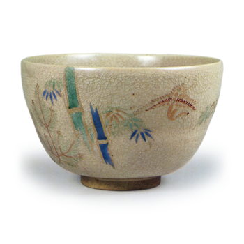 色绘松竹鹤龟纹茶碗