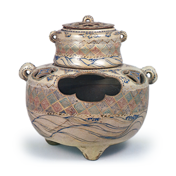色绘流水纹风炉釜