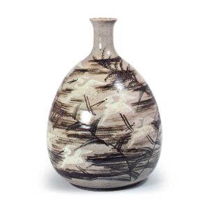 锈绘芦鹭纹酒壶