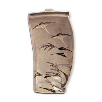 锈绘芦雁文帆挂舟小碗