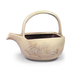 銹絵染付龙田川纹酒壶