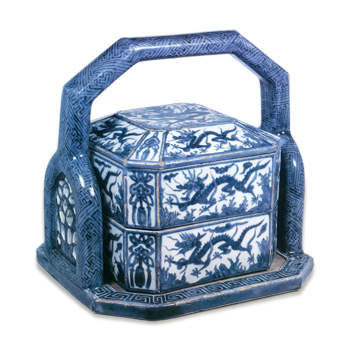 染付龙涛纹堤重箱