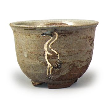 御本立鹤写茶碗