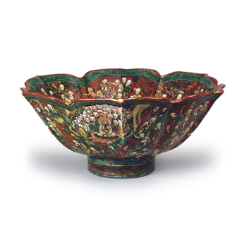 彩绘百仙人图轮花碗