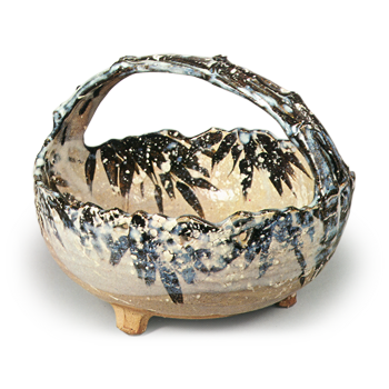 锈绘雪竹纹手鉢