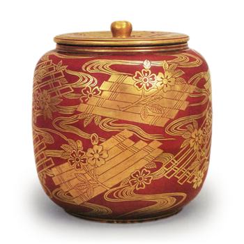 金襴手花筏纹水指