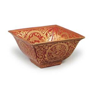 金襴手龙凤纹方形碗