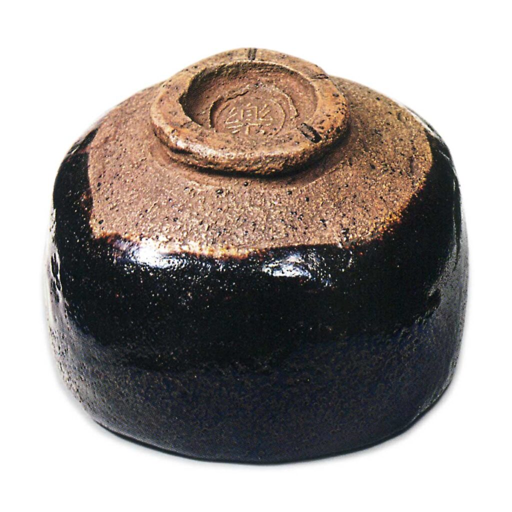 黑四方茶碗 题名“夕霞” 道入