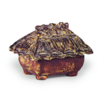 琥珀釉葛屋香合 道入