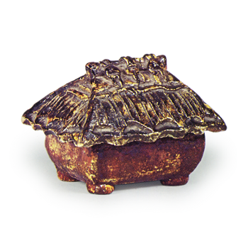 琥珀釉葛屋香合 道入