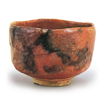 赤茶碗 铭“鹤龄” 旦入