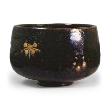 黑梅花纹茶碗 六代大樋