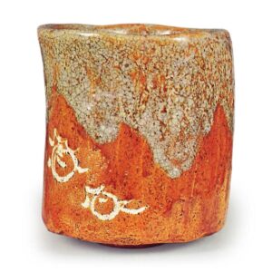 糖釉玉绘茶碗 七代大樋