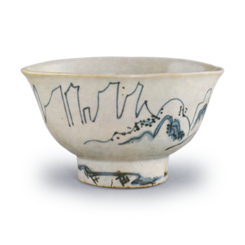 呉須山水文茶碗