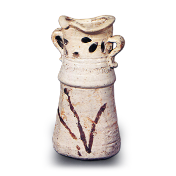 志野口透耳付花入