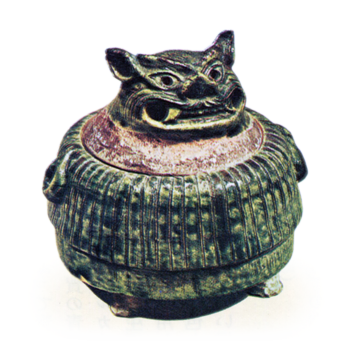 青織部 獅子の香炉