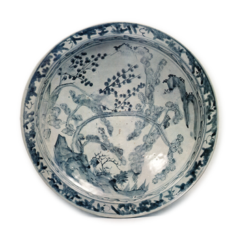 染付山水松梅文大鉢