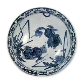 染付獅手文大鉢