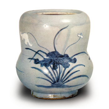 瑠璃釉蓮文水指