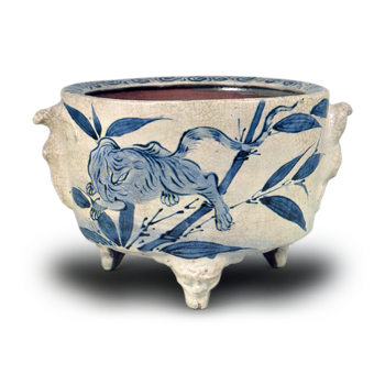 染付竹虎文香炉