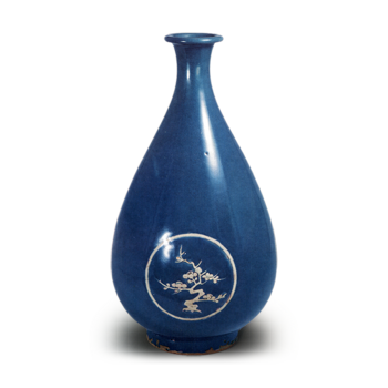 瑠璃釉松竹梅丸文大徳利