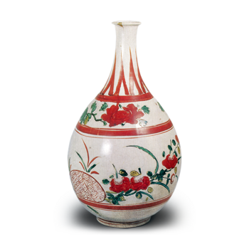 色絵椿文大徳利