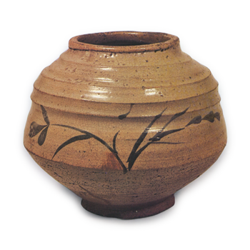 絵唐津 草文 壺