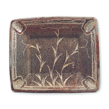 鼠志野 草文 額皿