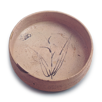 志野 草花文 大鉢