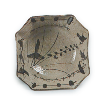 絵唐津 水草文 四方 向付