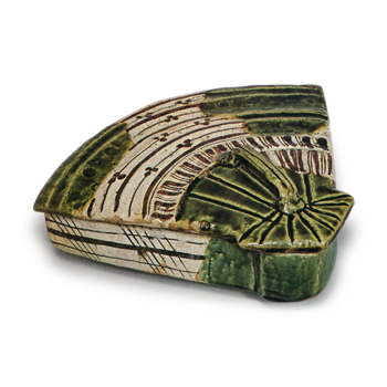 織部 扇面 蓋物