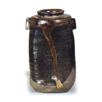 織部 黒耳付 茶入 銘 餓鬼腹