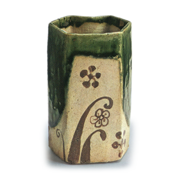 織部 蕨梅花文 火入