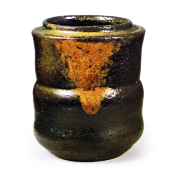 備前 広口 胴締 茶入 銘 恵比須