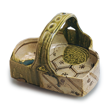 織部 亀甲文 州浜形 手鉢