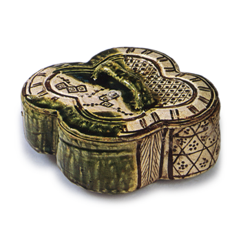 織部 木瓜形 蓋物