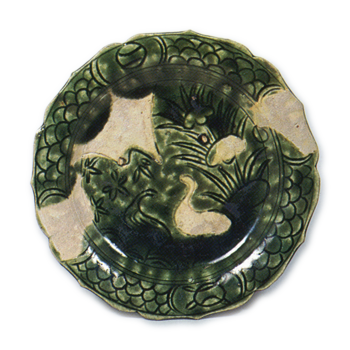 織部三足水盤　32cm　幕末〜昭和初期 織部三足水盤 32cm 幕末〜昭和初期 - メルカリ