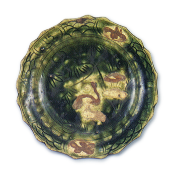 織部 水鳥文 皿