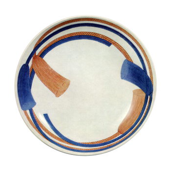 色鍋島 色絵 組紐文 七寸皿