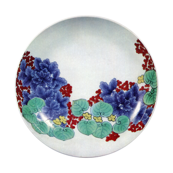 色鍋島 色絵 水草文 七寸皿