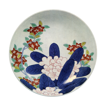 色鍋島 色絵 石楠花文 七寸皿